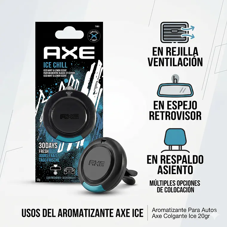 Aromatizante Para Autos Axe Colgante Ice 20gr 3