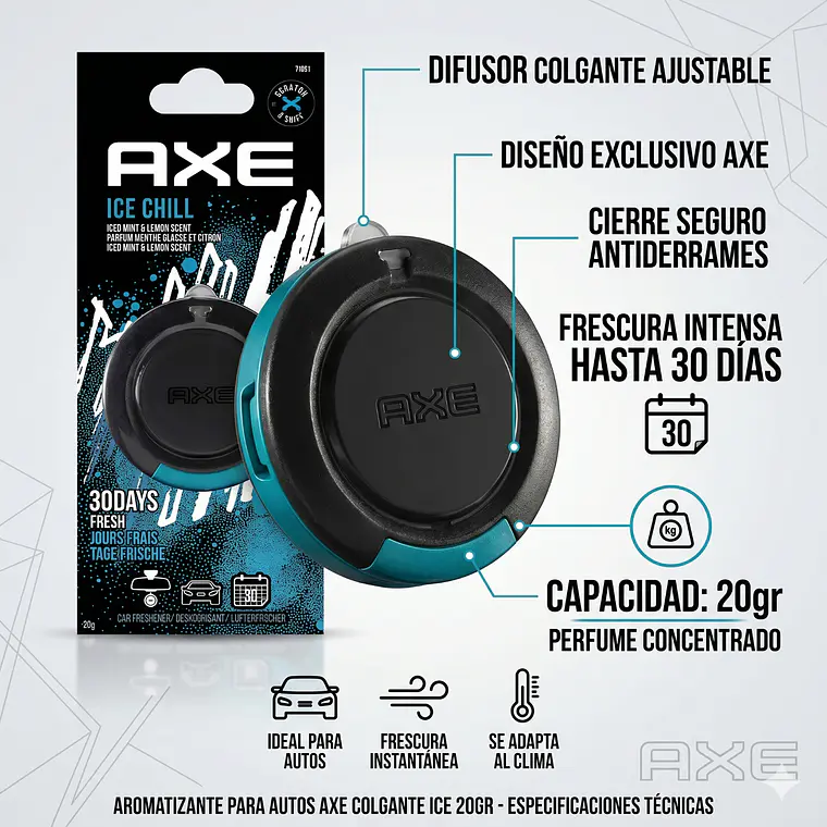 Aromatizante Para Autos Axe Colgante Ice 20gr 4