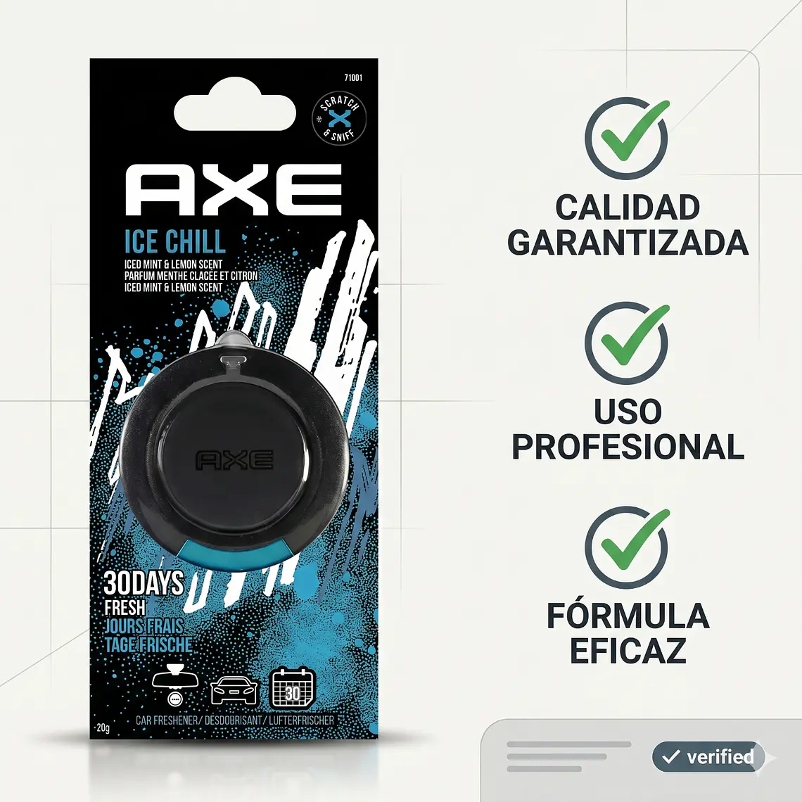 Aromatizante Para Autos Axe Colgante Ice 20gr 5