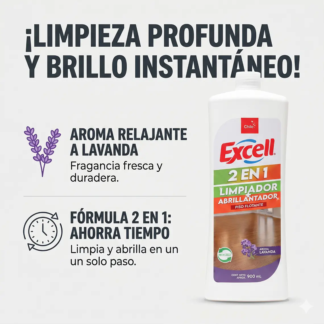 Limpiador y Abrillantador Piso Flotante Lavanda 900cc 2