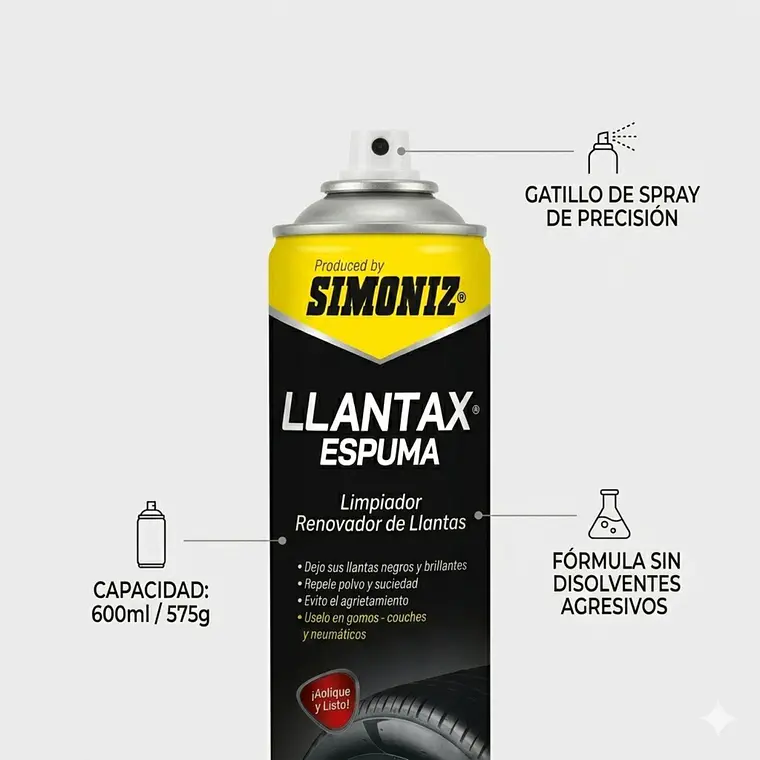 Limpiador de Llantas Simoniz Espuma Para Rines 480ml 5