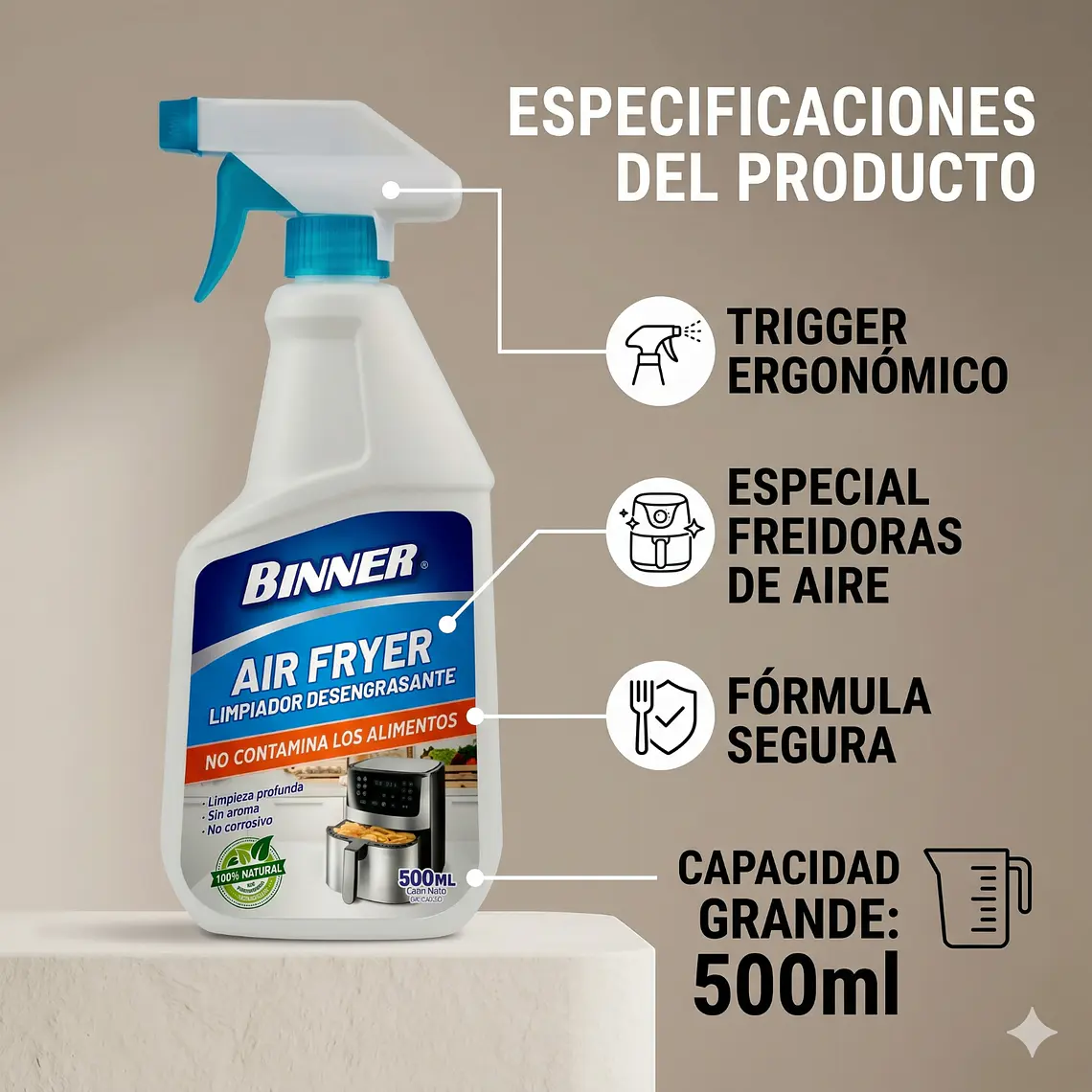 Limpiador De Freidora De Aire Binner 500ml 4