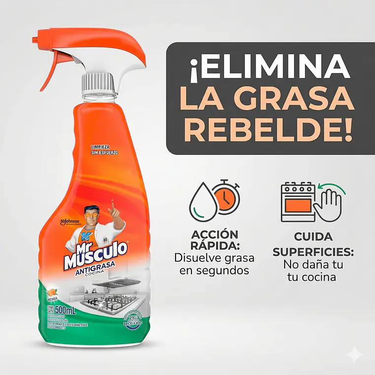 Limpiador Antigrasa Mr. Musculo 500ml 2