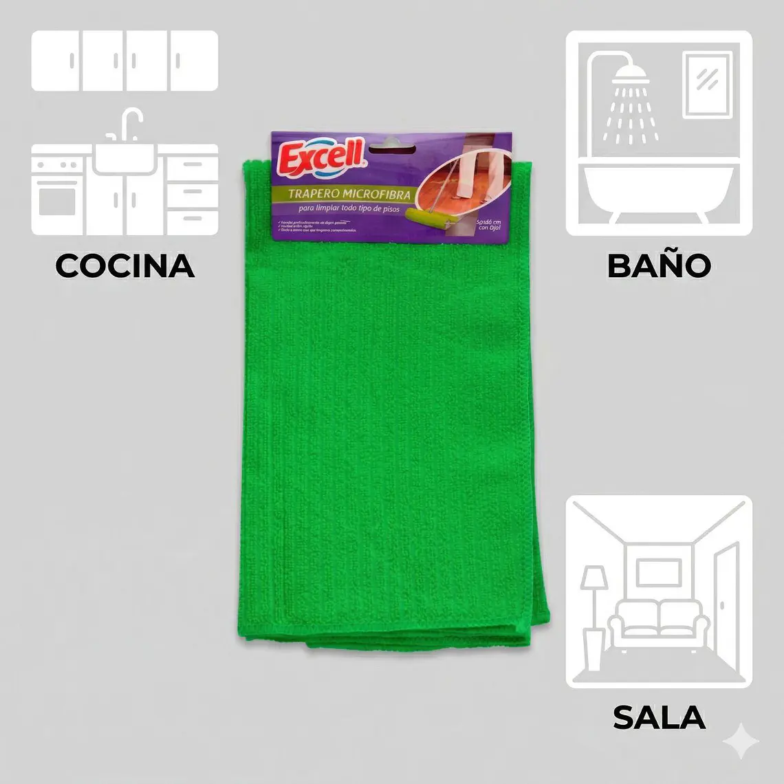 Trapero Microfibra Excell 50x60 cm Con Ojal Ultra Absorbente Para Piso 5