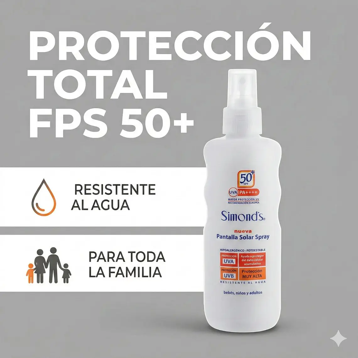 Protector Solar Simonds Spray FPS50 190ml 2