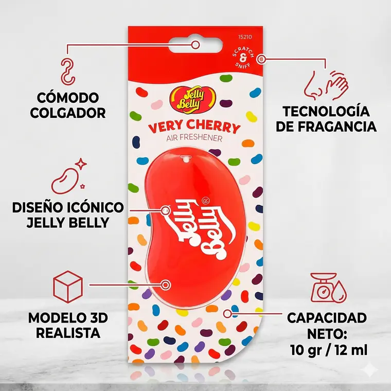 Aromatizante Colgante Jelly Belly 3D Very Cherry Cereza 5