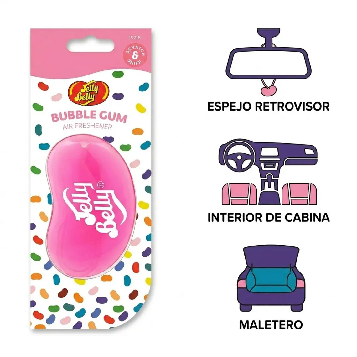 Aromatizante Auto Jelly Belly Chicle Colgante 5
