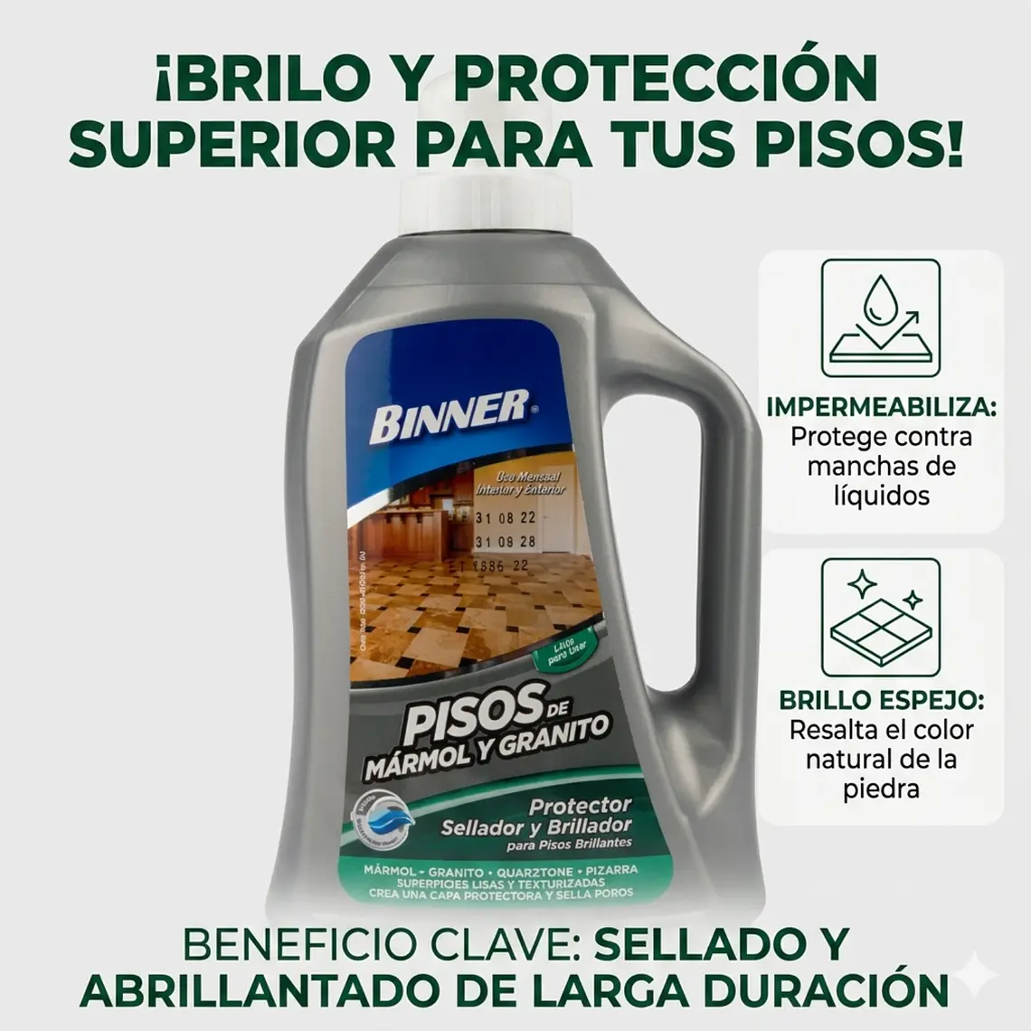 Protector, Sellador Y Abrillantador De Marmol Y Granito 1l 2