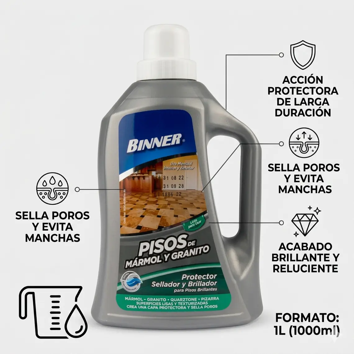 Protector, Sellador Y Abrillantador De Marmol Y Granito 1l 4