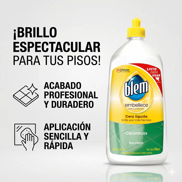 Blem Cera Líquida Incolora para Cerámicos 800ml 2