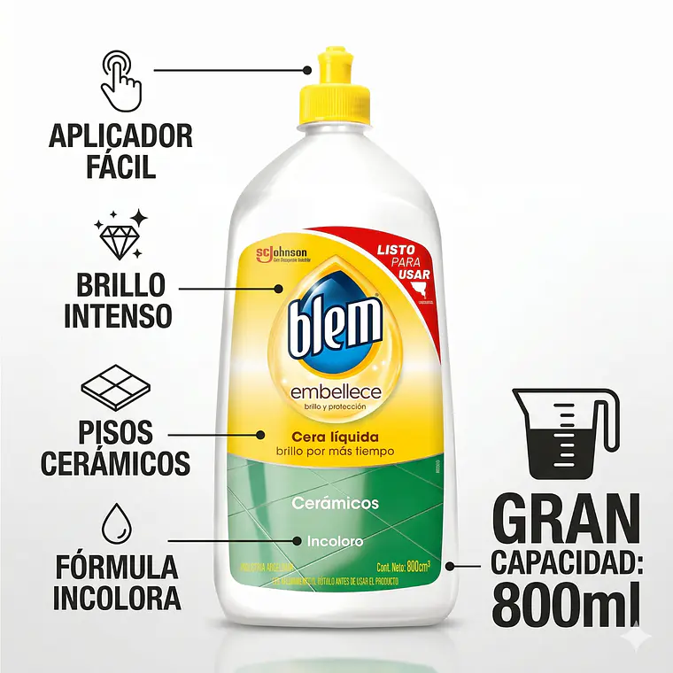 Blem Cera Líquida Incolora para Cerámicos 800ml 3