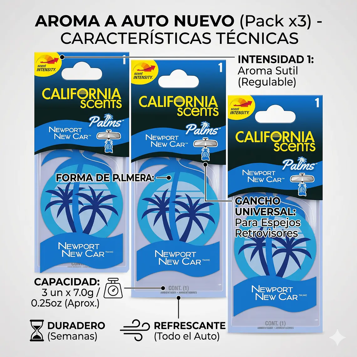 Ambientador de Auto Aroma Auto Nuevo Pack x3 3