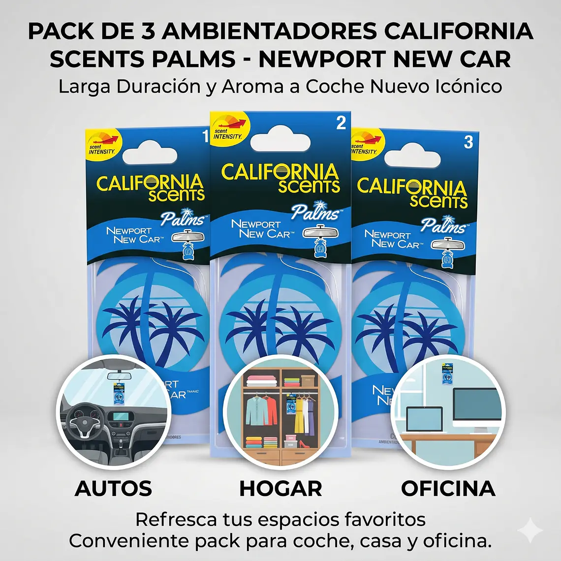 Ambientador de Auto Aroma Auto Nuevo Pack x3 4