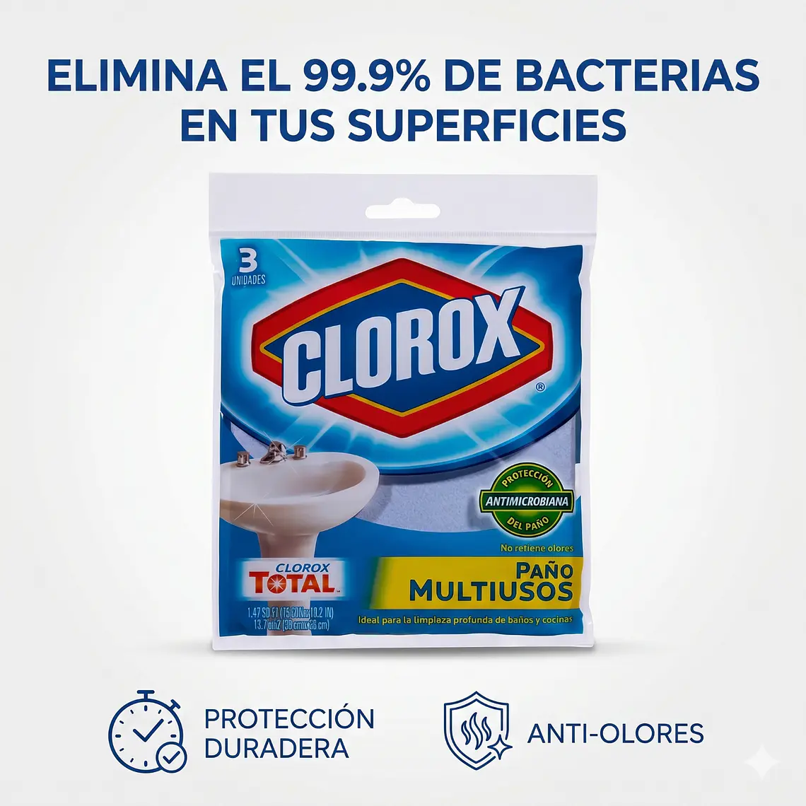 Paños multiusos antimicrobiano 3 unidades 3