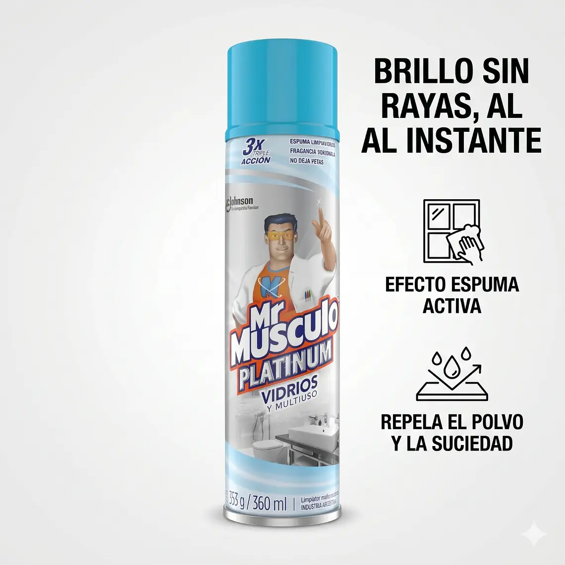 Mr Músculo Limpiavidrios Espuma 360ml Triple Acción 2