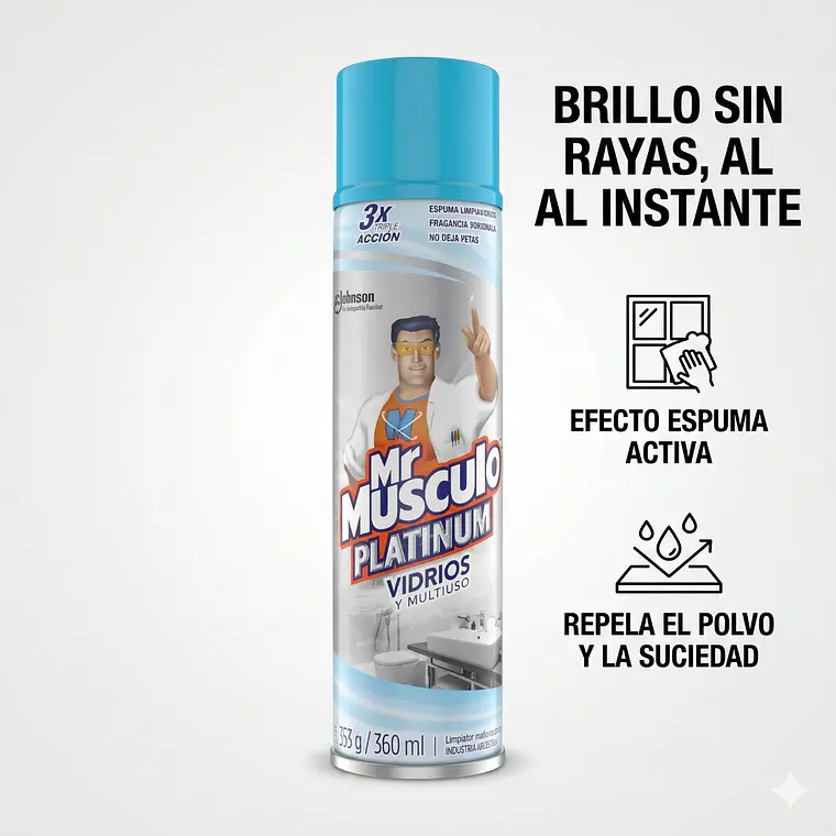 Mr Músculo Limpiavidrios Espuma 360ml Triple Acción 2