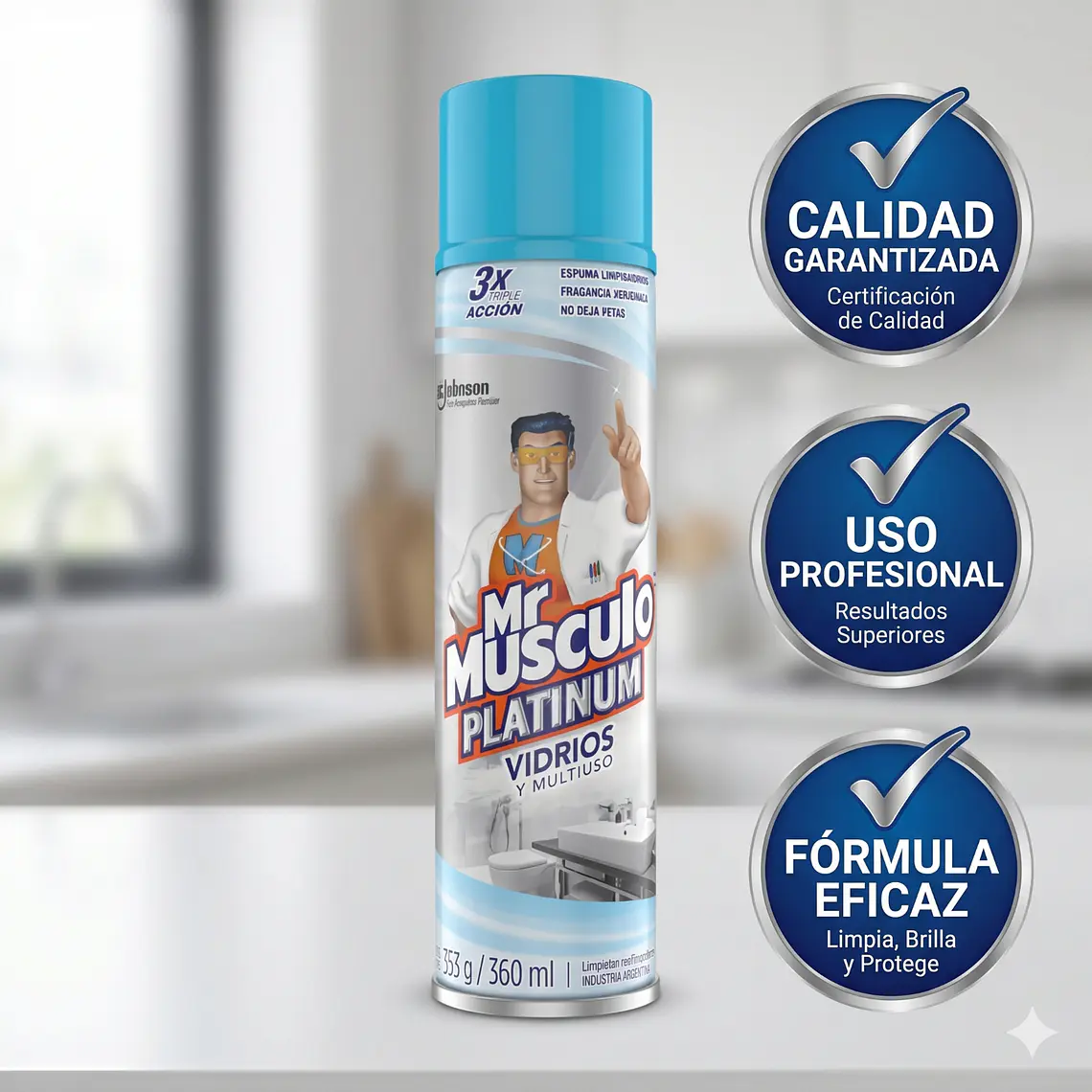 Mr Músculo Limpiavidrios Espuma 360ml Triple Acción 5