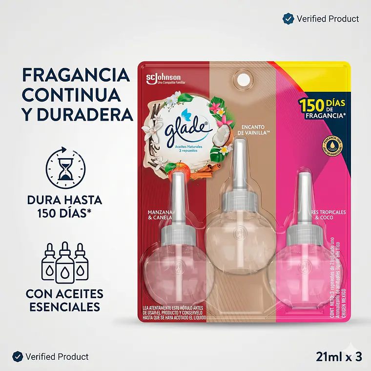 Recarga Glade Aceite Natural Surtido 21ml x3 Unid 2