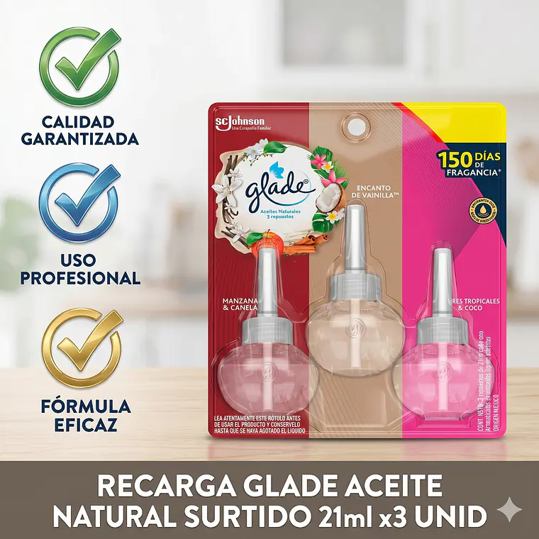 Recarga Glade Aceite Natural Surtido 21ml x3 Unid 6