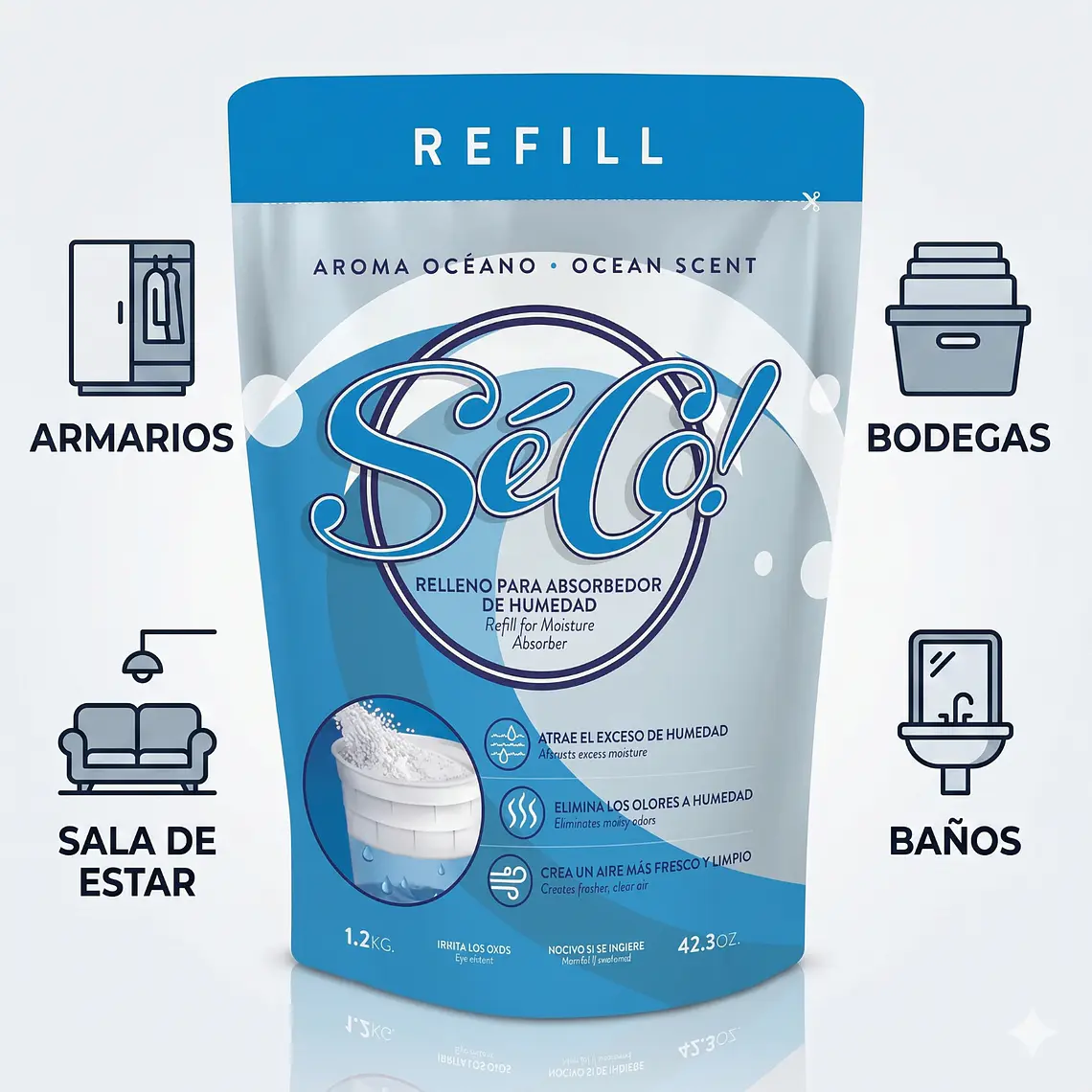 Recarga Absorbedor De Humedad Seco 1.2kg 4
