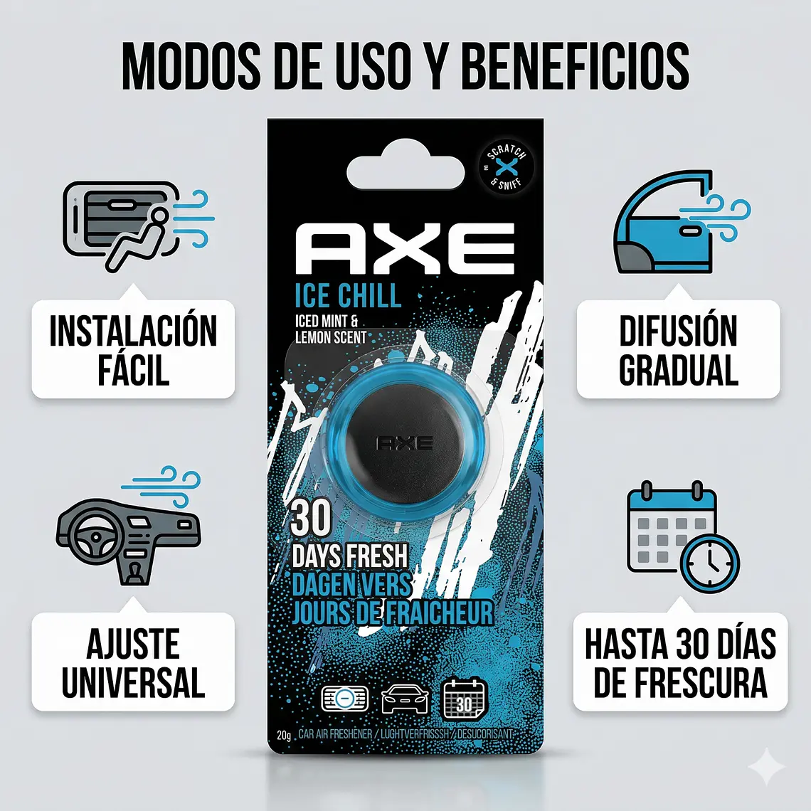 Aromatizante Para Autos Axe Rejilla Ice 19gr 4