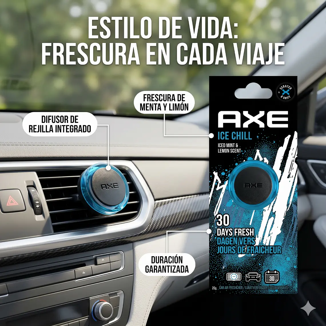 Aromatizante Para Autos Axe Rejilla Ice 19gr 7