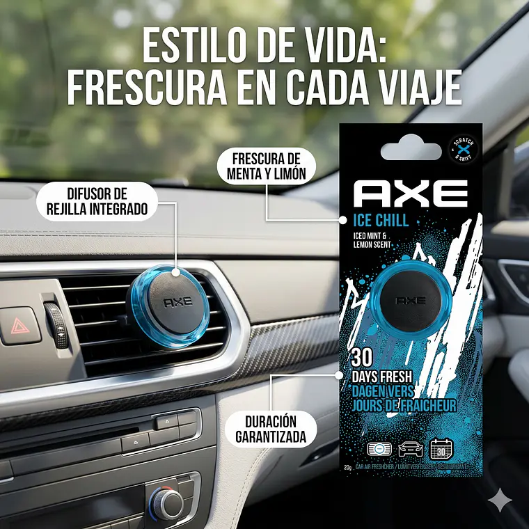 Aromatizante Para Autos Axe Rejilla Ice 19gr 7