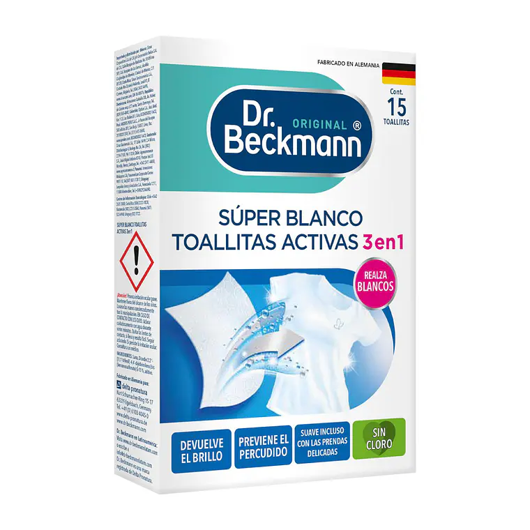 Toallitas Súper Blanco Dr. Beckmann x15 Unid 1