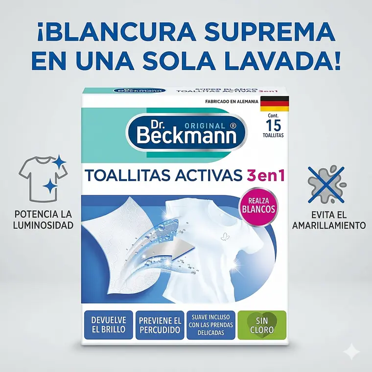 Toallitas Súper Blanco Dr. Beckmann x15 Unid 2