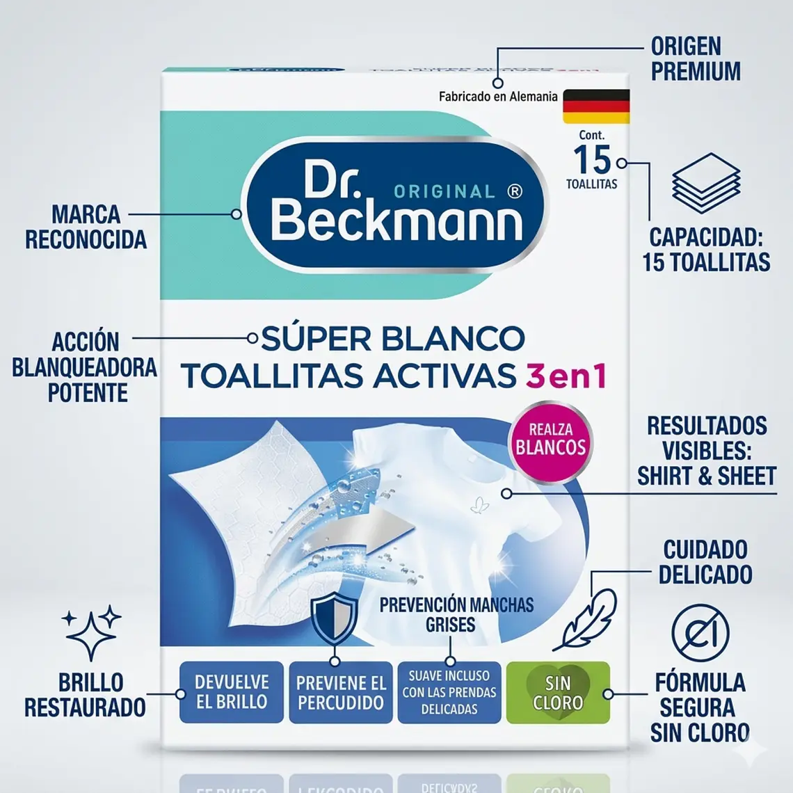 Toallitas Súper Blanco Dr. Beckmann x15 Unid 4