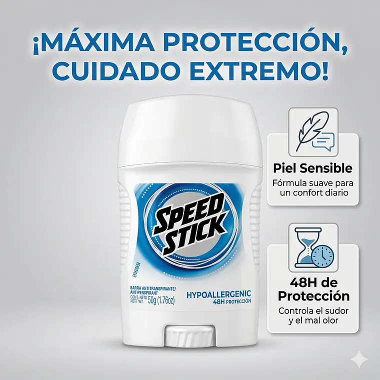 Desodorante barra Speed Stick Hipoalergénico 50gr 2