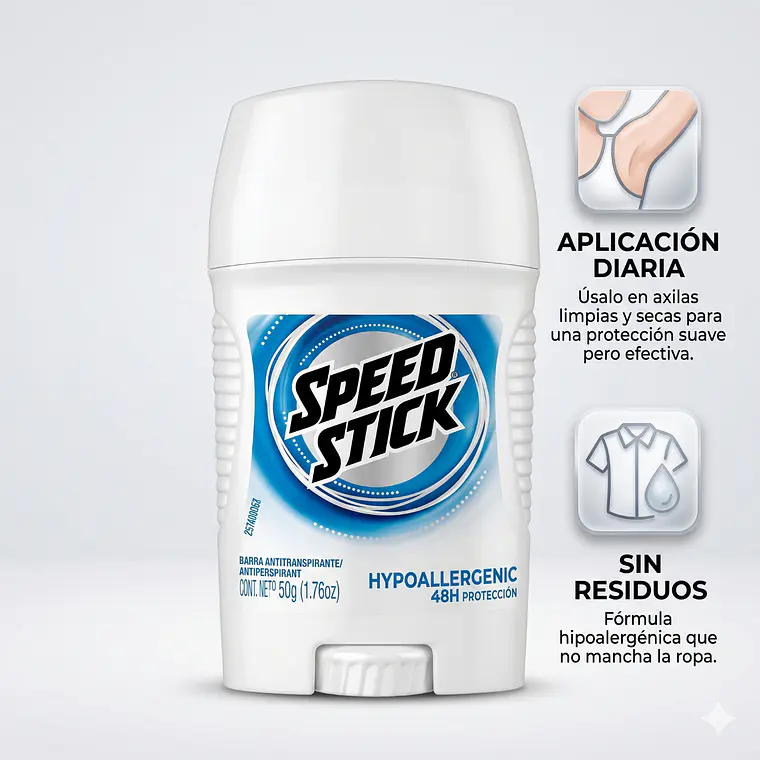 Desodorante barra Speed Stick Hipoalergénico 50gr 3