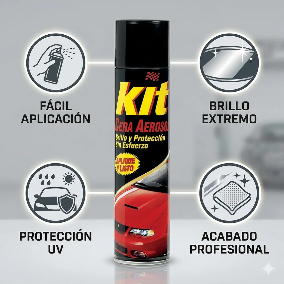 Cera para Autos en Aerosol Kit 360ml Brillo y Protección 3
