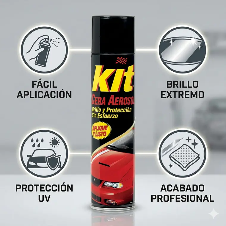 Cera para Autos en Aerosol Kit 360ml Brillo y Protección 3