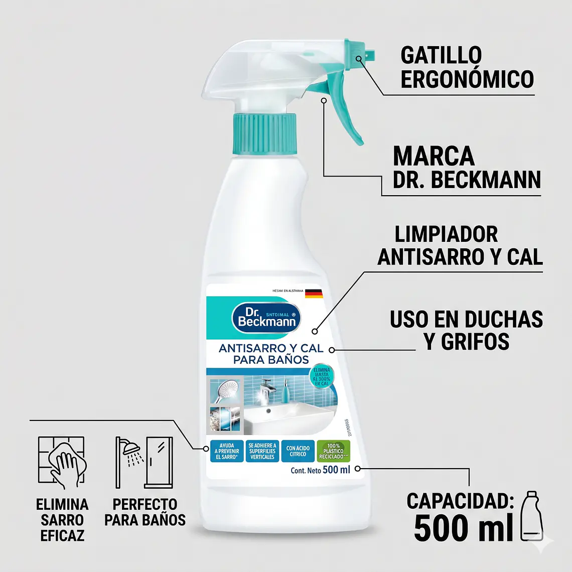 Limpiador Antisarro y Cal Baños Dr. Beckmann 500ml 4