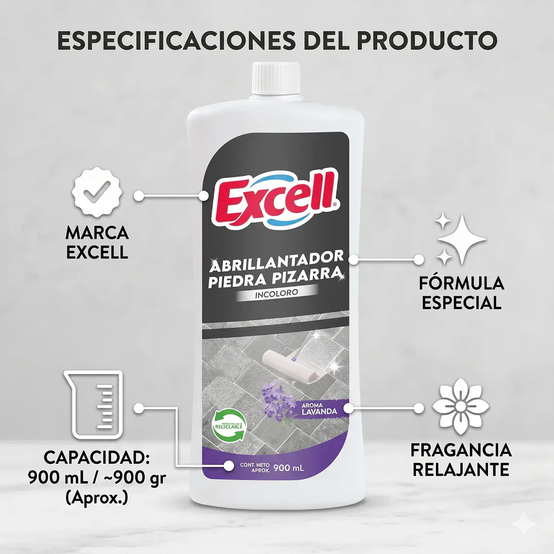 Abrillantador Piedra Pizarra Excell 900ml 4