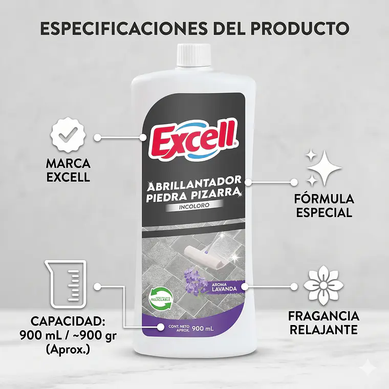 Abrillantador Piedra Pizarra Excell 900ml 4