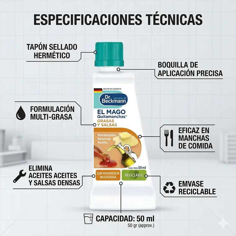 Quitamanchas Grasas Y Salsas Dr. Beckmann 50 Ml 4