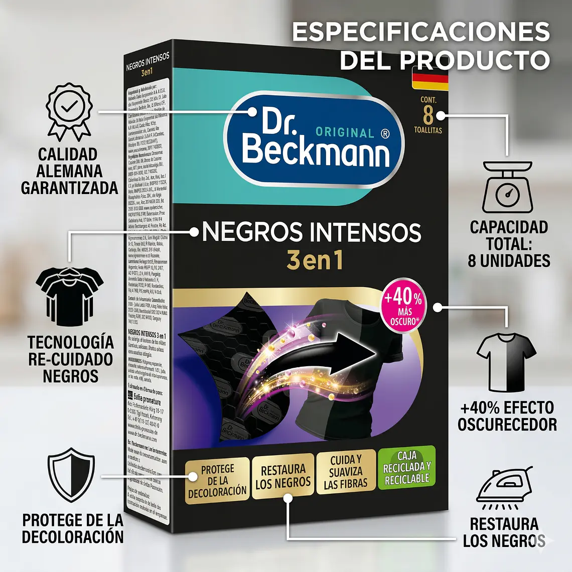Toallitas Negros Intensos Dr. Beckmann 8 Un 4