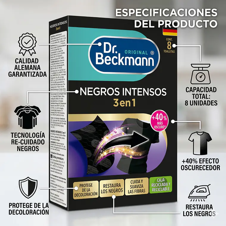 Toallitas Negros Intensos Dr. Beckmann 8 Un 4