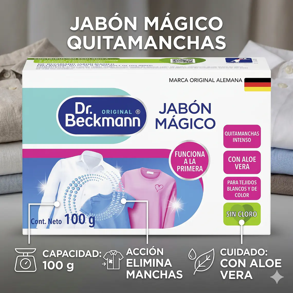 Jabón Mágico Quitamanchas Para Ropa Y Tapicería 100grs 3
