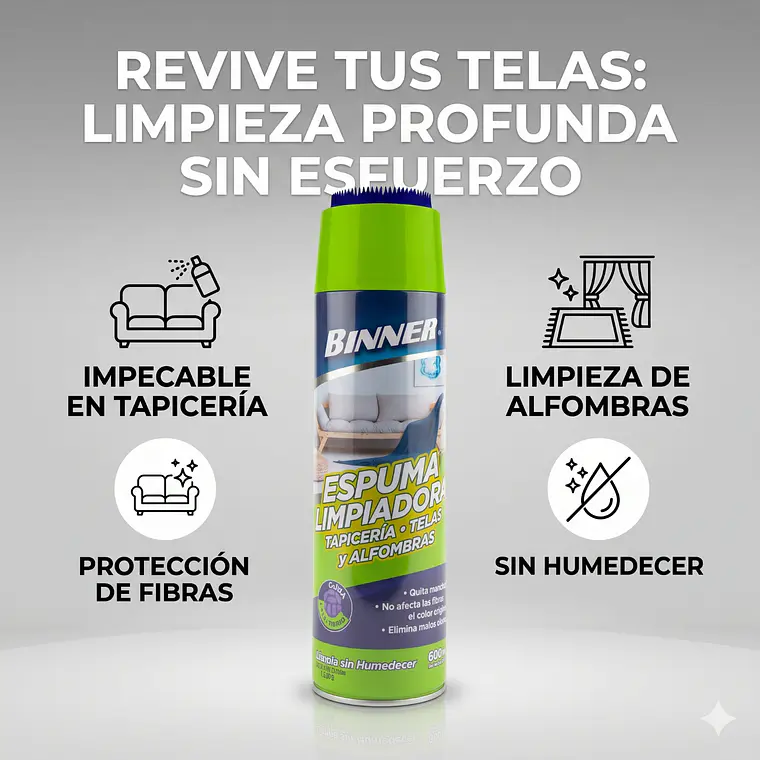 Limpiador Tapiceria, Telas, Alfombras Binner 600ml 2