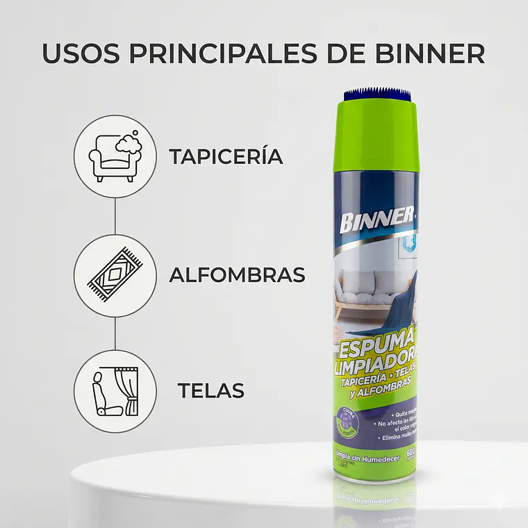 Limpiador Tapiceria, Telas, Alfombras Binner 600ml 3