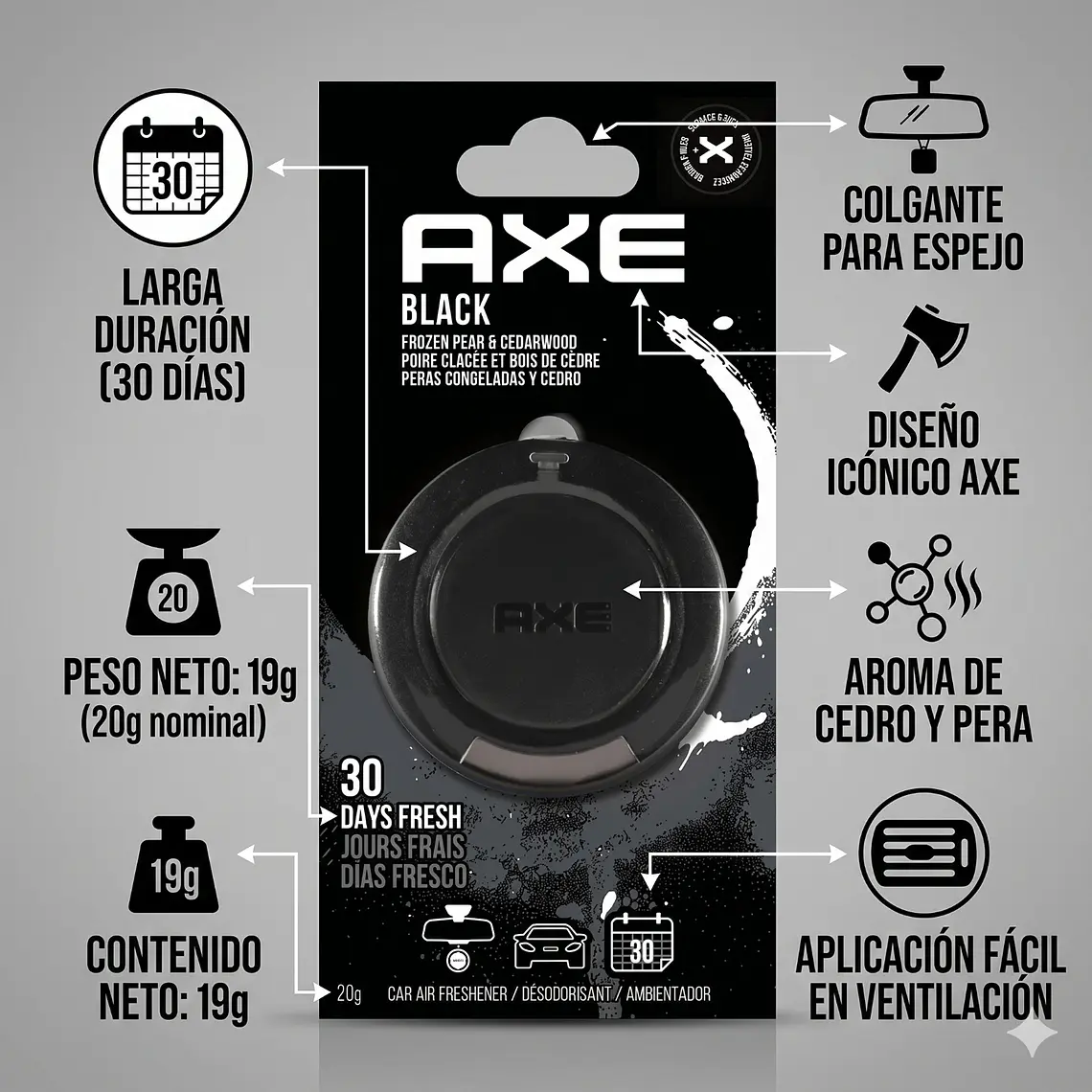 Aromatizante Para Autos Axe colgante Black 19gr 4