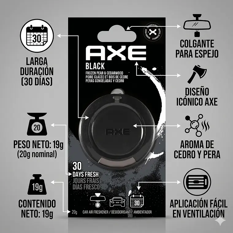 Aromatizante Para Autos Axe colgante Black 19gr 4