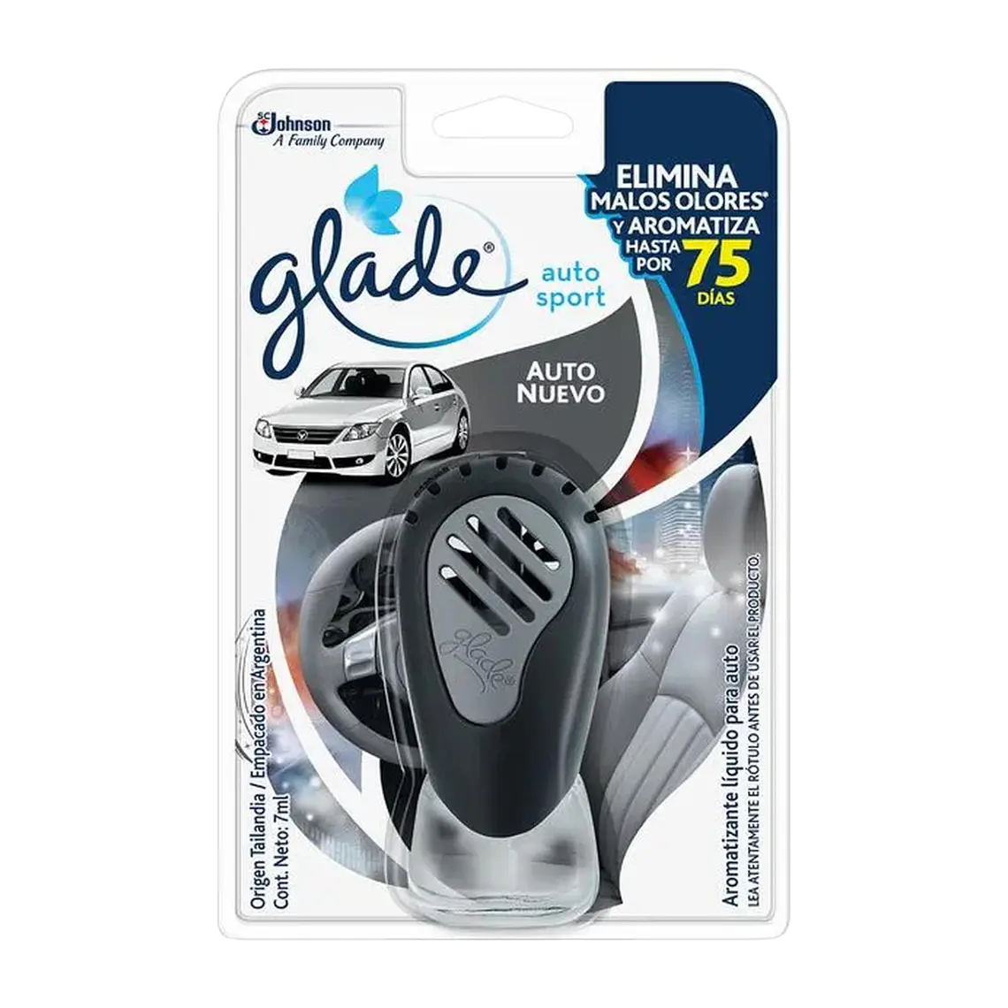 Aromatizante Glade Auto Nuevo Aparato + Repuesto 7ml 1