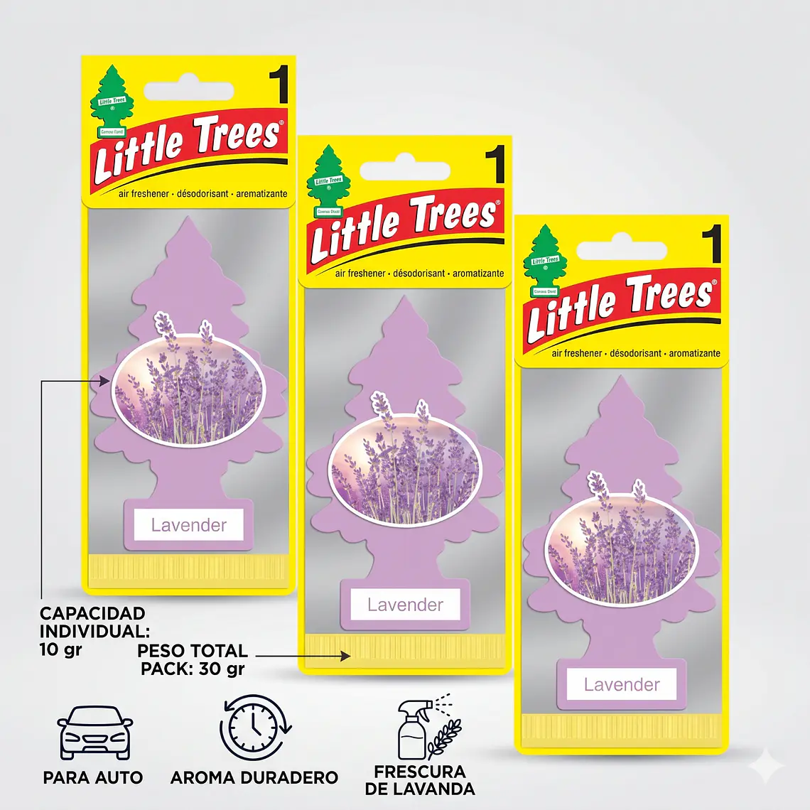 Aromatizante Pino Lavanda Little Trees Pack X 3unid 5
