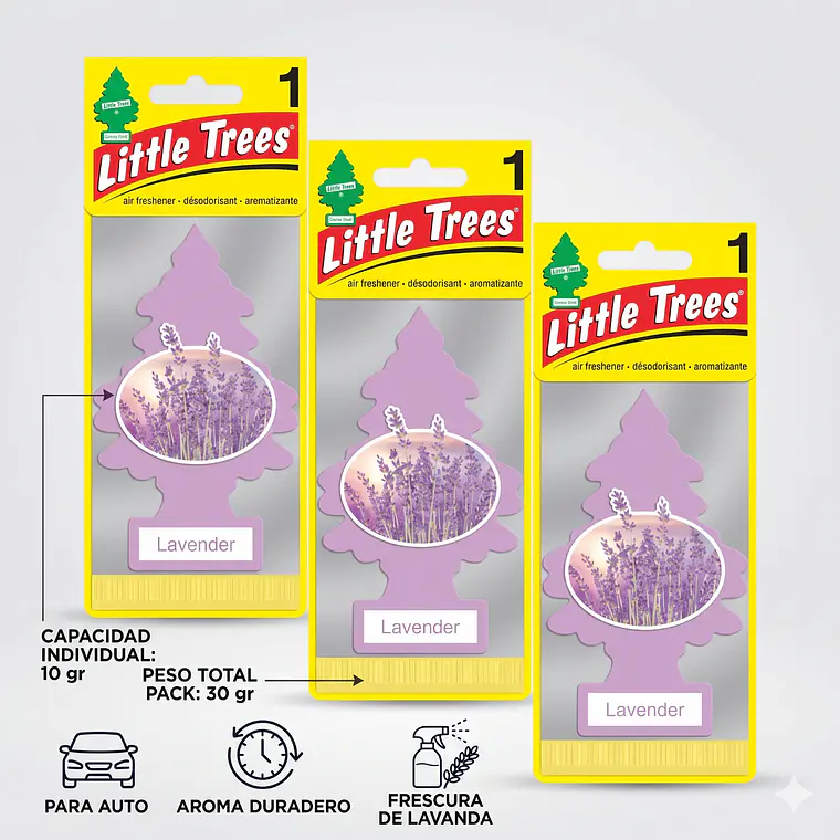 Aromatizante Pino Lavanda Little Trees Pack X 3unid 5