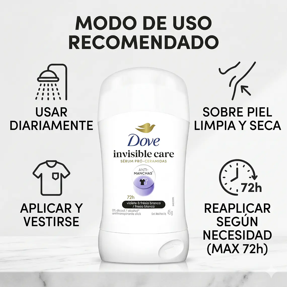 Dove Antitranspirante Invisible Dry 45g No Deja Manchas 3