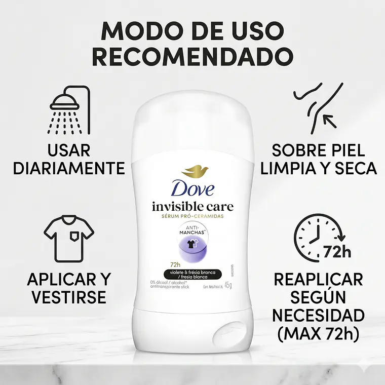 Dove Antitranspirante Invisible Dry 45g No Deja Manchas 3